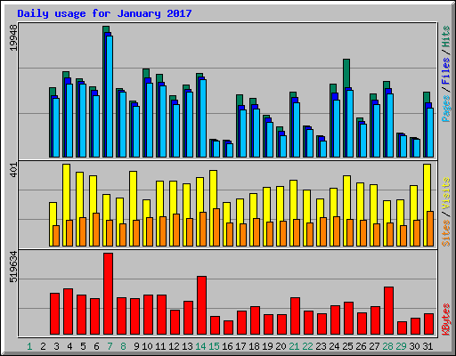 Daily usage for January 2017
