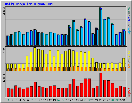Daily usage for August 2021