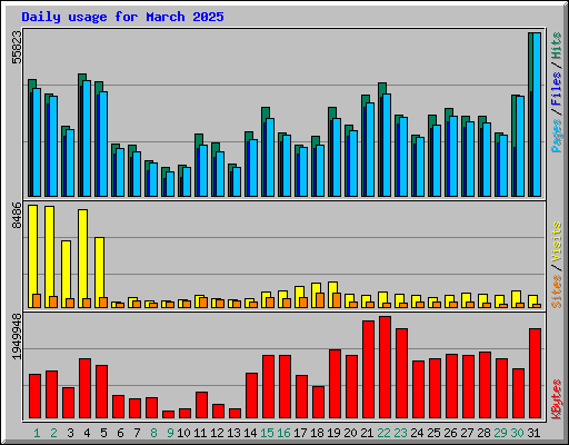 Daily usage for March 2025